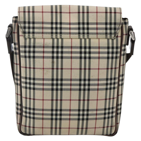 BURBERRY Nova Check Shoulder Bag Canvas Beige Silver Auth fm5222