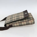BURBERRY Nova Check Shoulder Bag Canvas Beige Silver Auth fm5222-3
