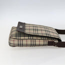BURBERRY Nova Check Shoulder Bag Canvas Beige Silver Auth fm5222-4