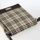 BURBERRY Nova Check Shoulder Bag Canvas Beige Silver Auth fm5222-6