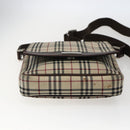 BURBERRY Nova Check Shoulder Bag Canvas Beige Silver Auth fm5222-5