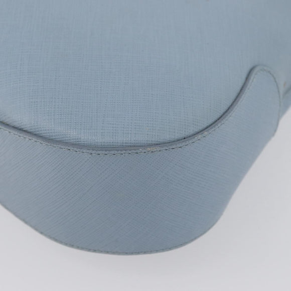 Salvatore Ferragamo Gancini Shoulder Bag Leather Light Blue Silver Auth fm5224