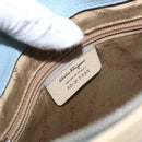 Salvatore Ferragamo Gancini Shoulder Bag Leather Light Blue Silver Auth fm5224-17