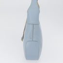 Salvatore Ferragamo Gancini Shoulder Bag Leather Light Blue Silver Auth fm5224-5