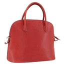 CELINE Hand Bag Leather Red Gold Auth fm5225-1
