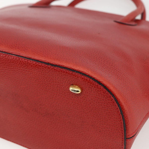 CELINE Hand Bag Leather Red Gold Auth fm5225