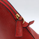 CELINE Hand Bag Leather Red Gold Auth fm5225-14