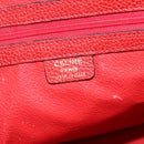 CELINE Hand Bag Leather Red Gold Auth fm5225-15