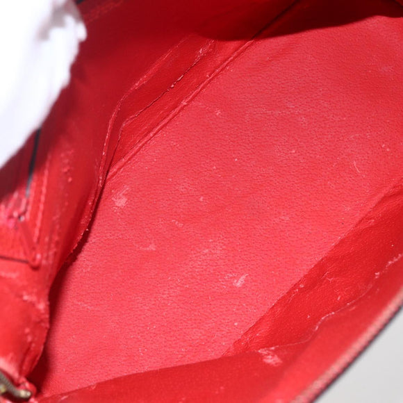 CELINE Hand Bag Leather Red Gold Auth fm5225
