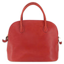 CELINE Hand Bag Leather Red Gold Auth fm5225-3