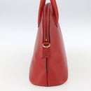 CELINE Hand Bag Leather Red Gold Auth fm5225-4