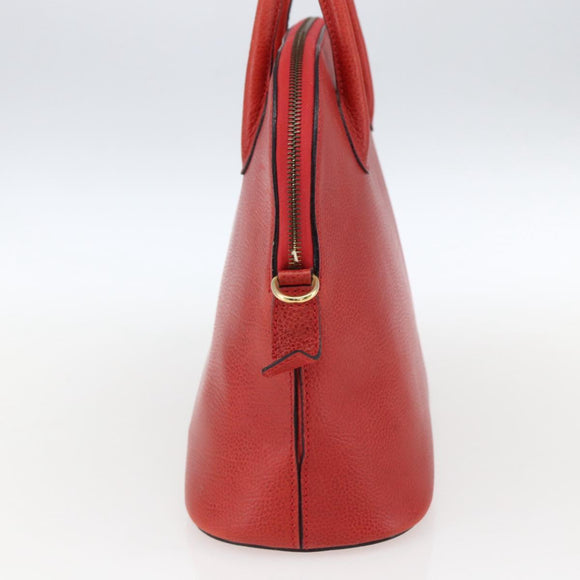 CELINE Hand Bag Leather Red Gold Auth fm5225