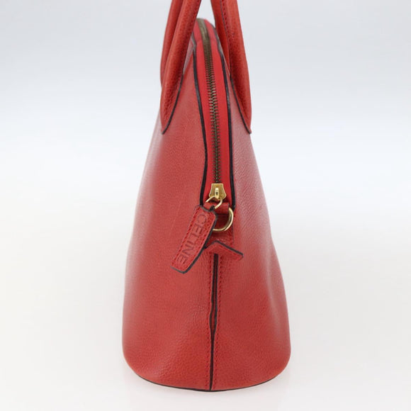 CELINE Hand Bag Leather Red Gold Auth fm5225