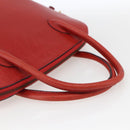 CELINE Hand Bag Leather Red Gold Auth fm5225-7