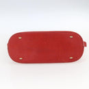 CELINE Hand Bag Leather Red Gold Auth fm5225-9