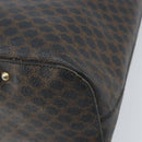 CELINE Macadam Canvas Shoulder Bag PVC Leather Black Gold Auth fm5227-15