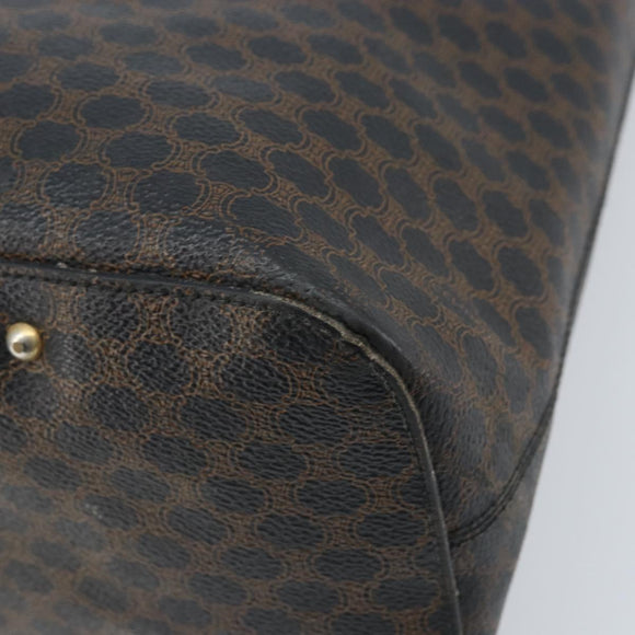 CELINE Macadam Canvas Shoulder Bag PVC Leather Black Gold Auth fm5227