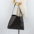 CELINE Macadam Canvas Shoulder Bag PVC Leather Black Gold Auth fm5227-23