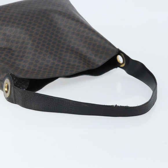 CELINE Macadam Canvas Shoulder Bag PVC Leather Black Gold Auth fm5227
