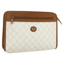 GUCCI GG Supreme Clutch Bag PVC Leather Ivory Gold 41 01 037 Auth fm5228-1