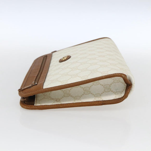 GUCCI GG Supreme Clutch Bag PVC Leather Ivory Gold 41 01 037 Auth fm5228