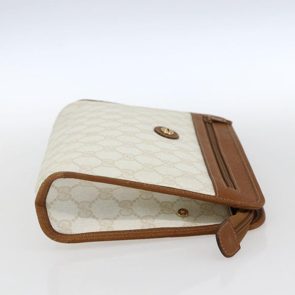 GUCCI GG Supreme Clutch Bag PVC Leather Ivory Gold 41 01 037 Auth fm5228
