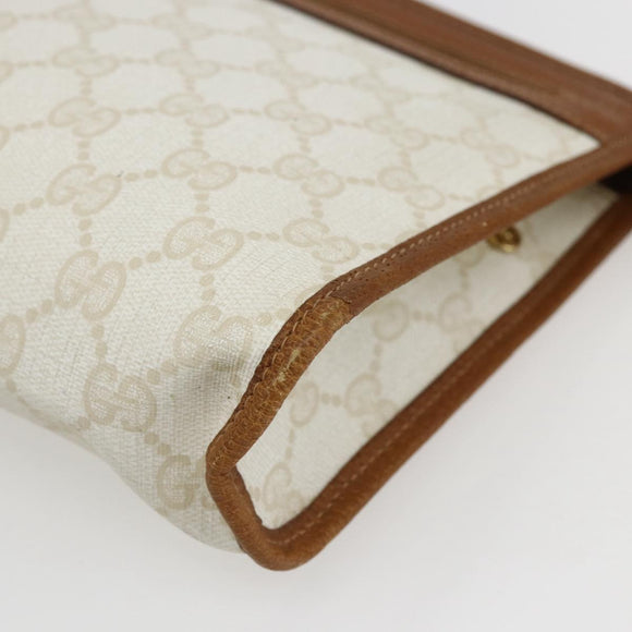 GUCCI GG Supreme Clutch Bag PVC Leather Ivory Gold 41 01 037 Auth fm5228