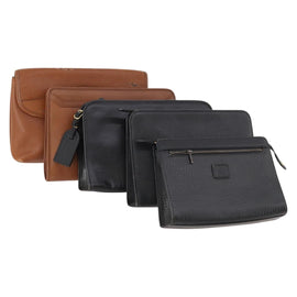 Burberrys Blue Label Bag Leather 5 Set Black Brown Auth fm5229
