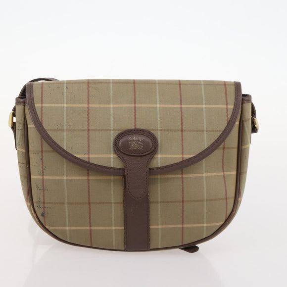 Burberrys Nova Check Bag Canvas Leather 5 Set Black Navy beige Auth fm5230