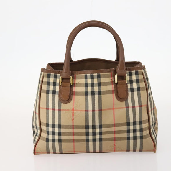 Burberrys Nova Check Bag Canvas Leather 5 Set Black Navy beige Auth fm5230