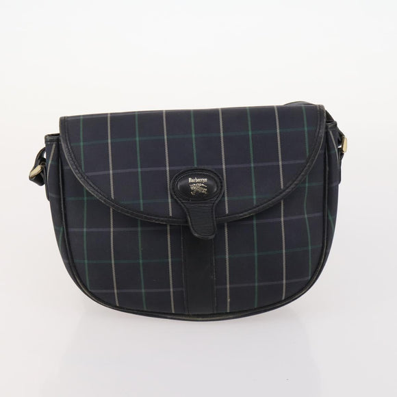 Burberrys Nova Check Bag Canvas Leather 5 Set Black Navy beige Auth fm5230