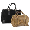 CELINE Macadam Canvas C Macadam Canvas Bag PVC 2 Set Brown Black Auth fm5231-1