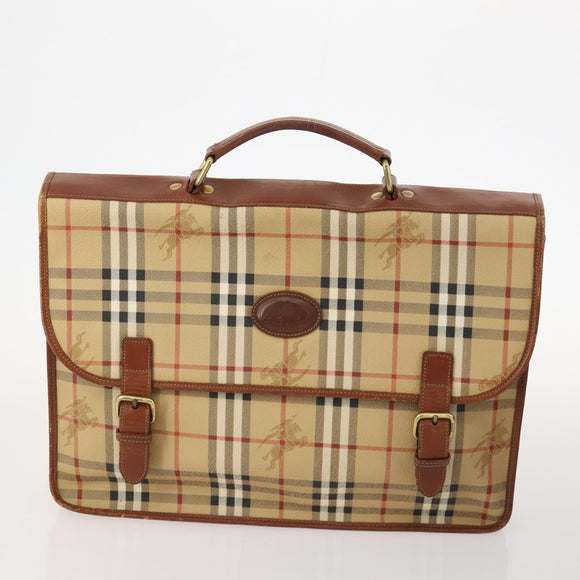Burberry Nova Check Blue Label Tas Leer PVC 5 Delig Zwart Beige Auth fm5233