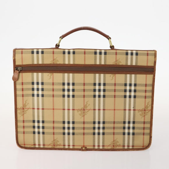 Burberry Nova Check Blue Label Tas Leer PVC 5 Delig Zwart Beige Auth fm5233