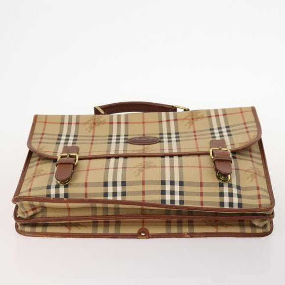 Burberry Nova Check Blue Label Tas Leer PVC 5 Delig Zwart Beige Auth fm5233