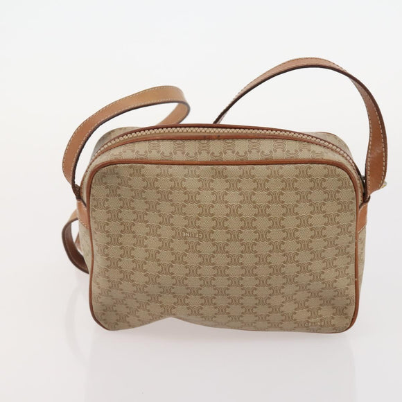 CELINE Macadam Canvas Clutch Bag PVC Leather 3 Set Brown Beige Auth fm5236