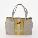 Salvatore Ferragamo Pouch Bag Canvas Leather Nylon 3 Set Black Gray Auth fm5238-2