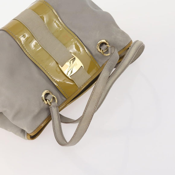 Salvatore Ferragamo Pouch Bag Canvas Leather Nylon 3 Set Black Gray Auth fm5238