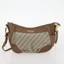 BURBERRY Nova Check Blue Label Bag Canvas Suede 4 Set Brown Beige Auth fm5239-20