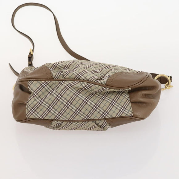 BURBERRY Nova Check Blue Label Bag Canvas Suede 4 Set Brown Beige Auth fm5239