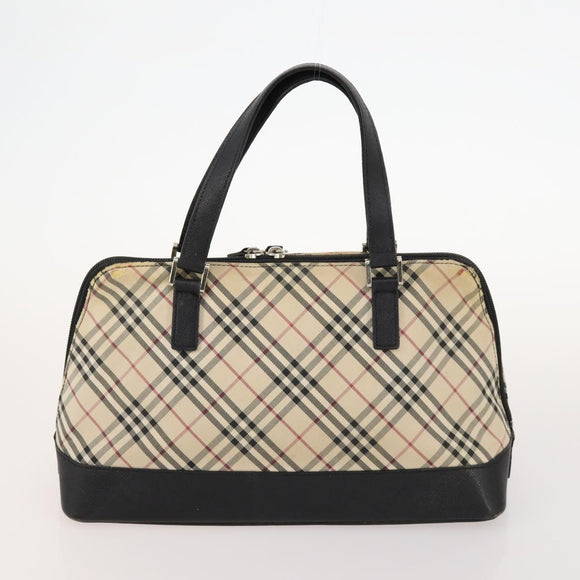 BURBERRY Nova Check Blue Label Bag Canvas Suede 4 Set Brown Beige Auth fm5239