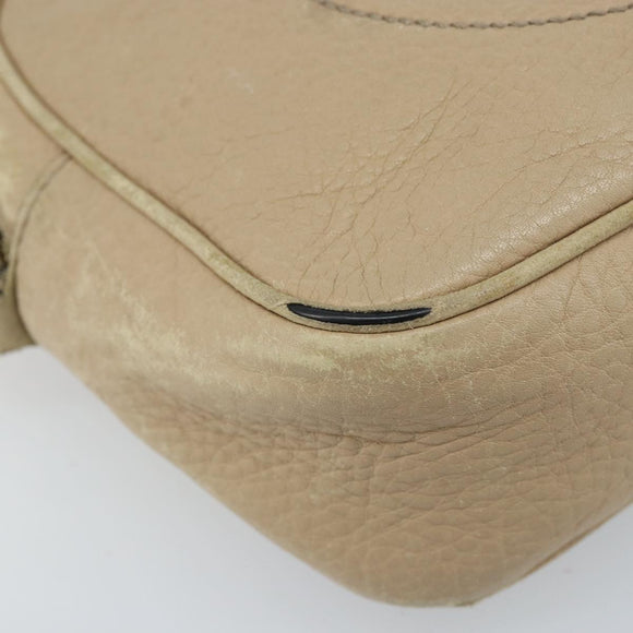 GUCCI Soho Shoulder Bag Leather Beige Gold 308361 Auth fm5252