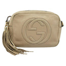 GUCCI Soho Shoulder Bag Leather Beige Gold 308361 Auth fm5252-13