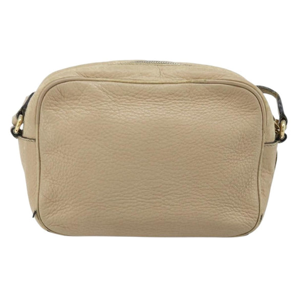 GUCCI Soho Shoulder Bag Leather Beige Gold 308361 Auth fm5252