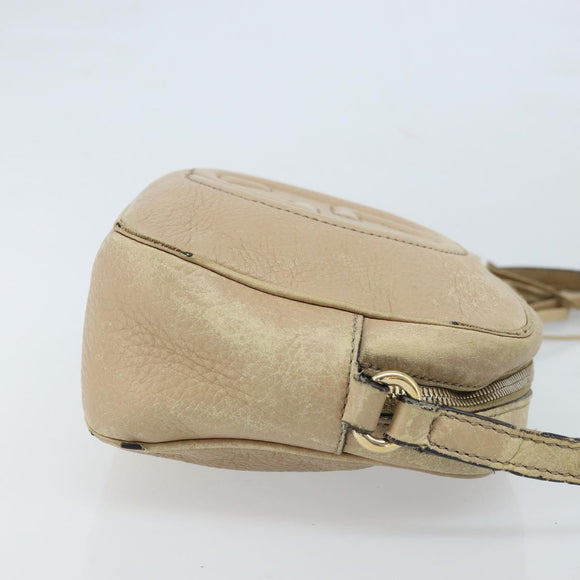 GUCCI Soho Shoulder Bag Leather Beige Gold 308361 Auth fm5252