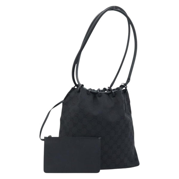GUCCI GG Canvas Shoulder Bag Black Gold 002 1119 Auth fm5253