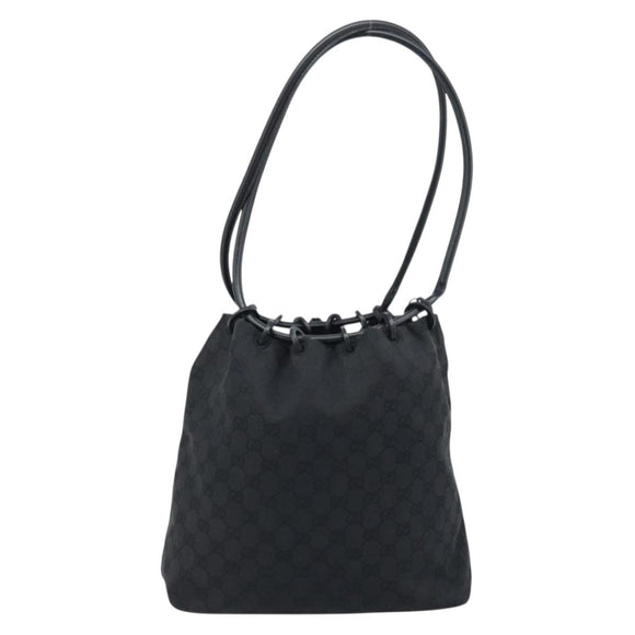 GUCCI GG Canvas Shoulder Bag Black Gold 002 1119 Auth fm5253