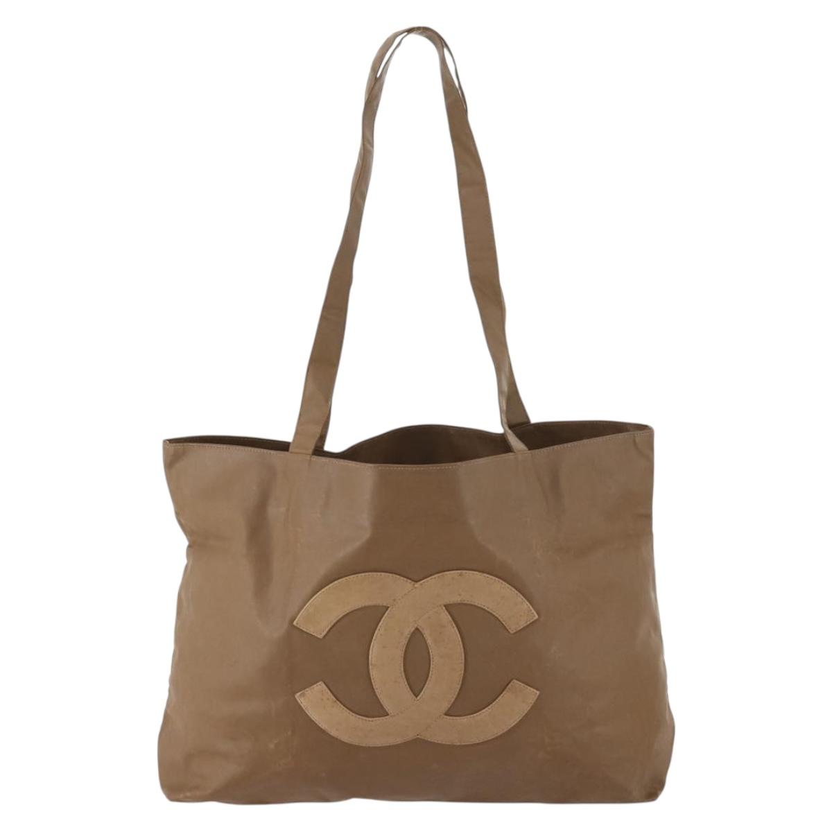 CHANEL COCO Mark Tote Bag Vinyl Brown CC Auth fm5255 | Brand