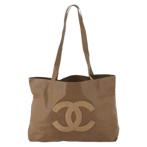 CHANEL COCO Mark Tote Bag Vinyl Brown CC Auth fm5255