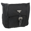 PRADA Shoulder Bag Nylon Black Silver Auth fm5260-1